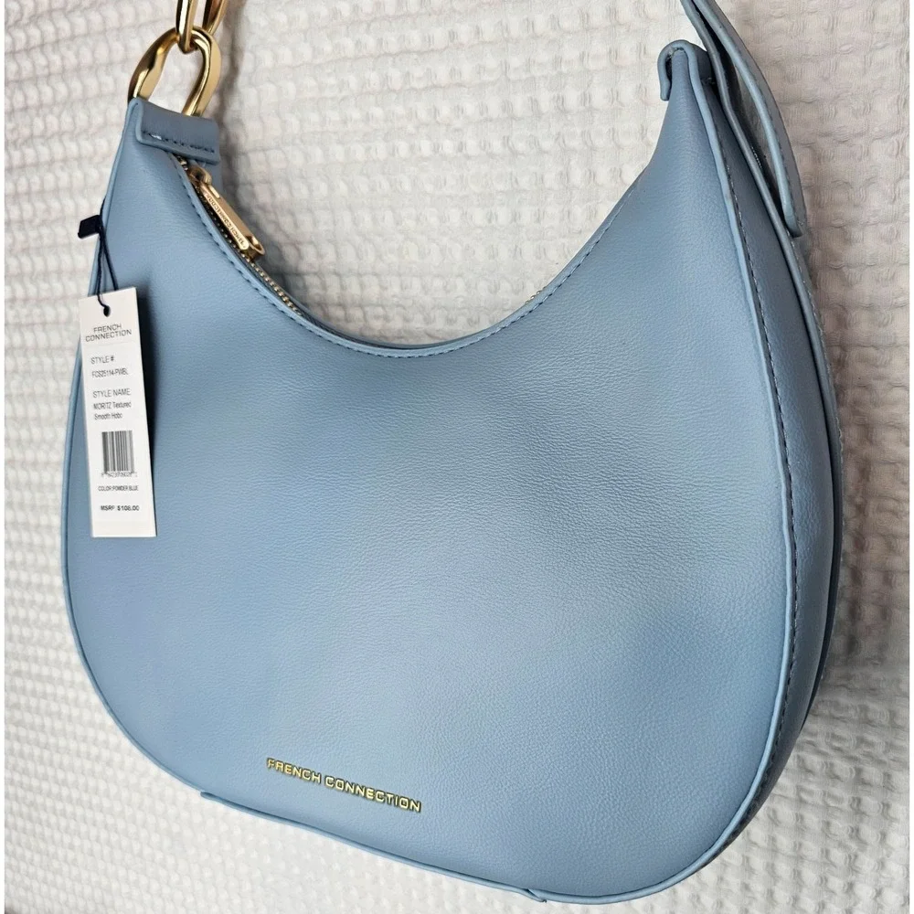 French Connection Moritz Hobo Shoulder Bag Powder Blue NWT